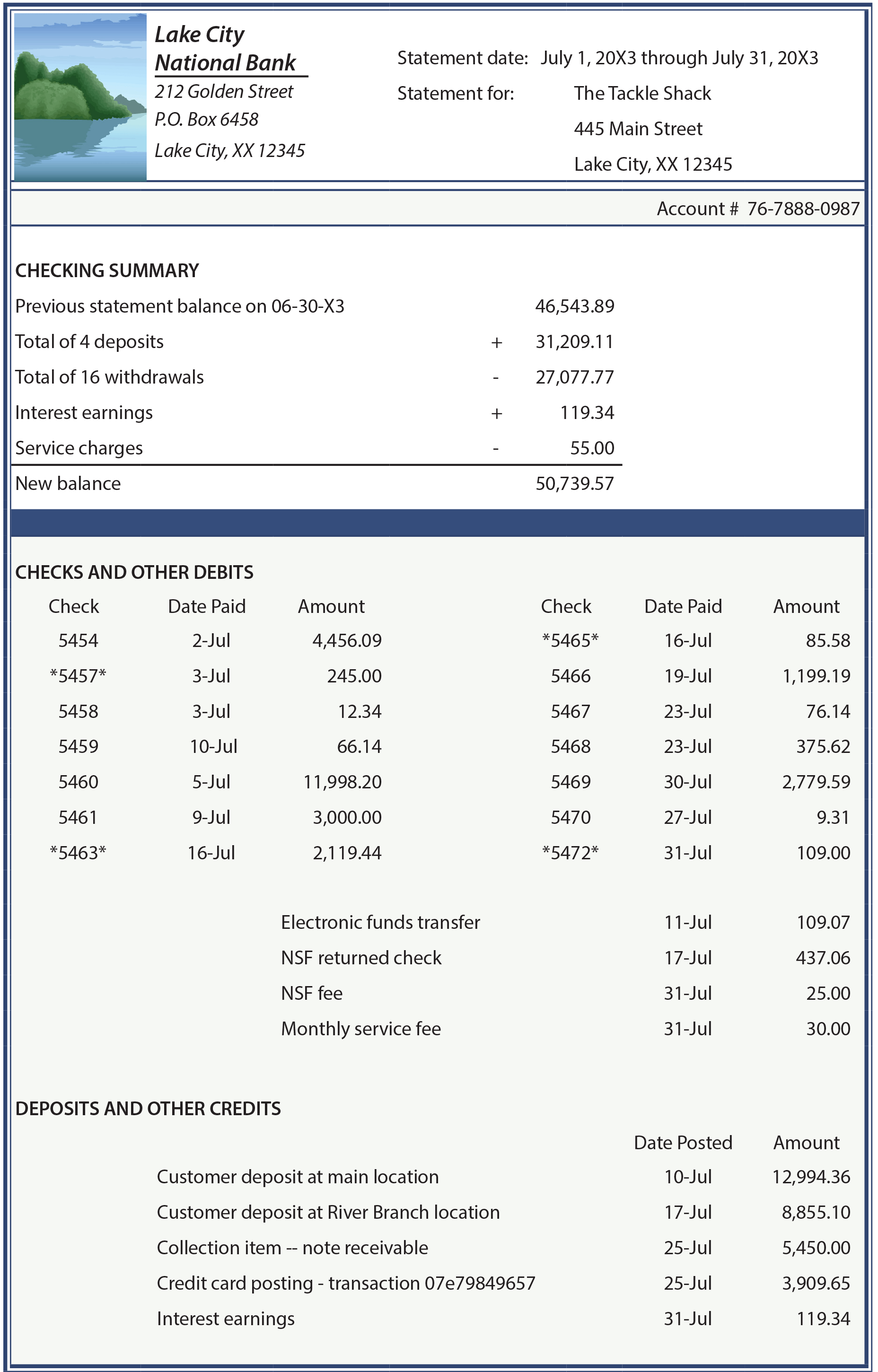 Bank Statement Example