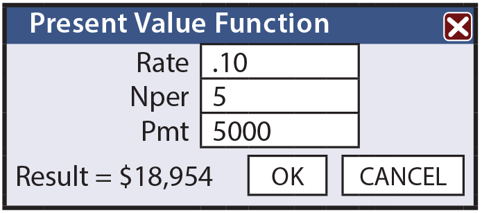Present Value Function Example
